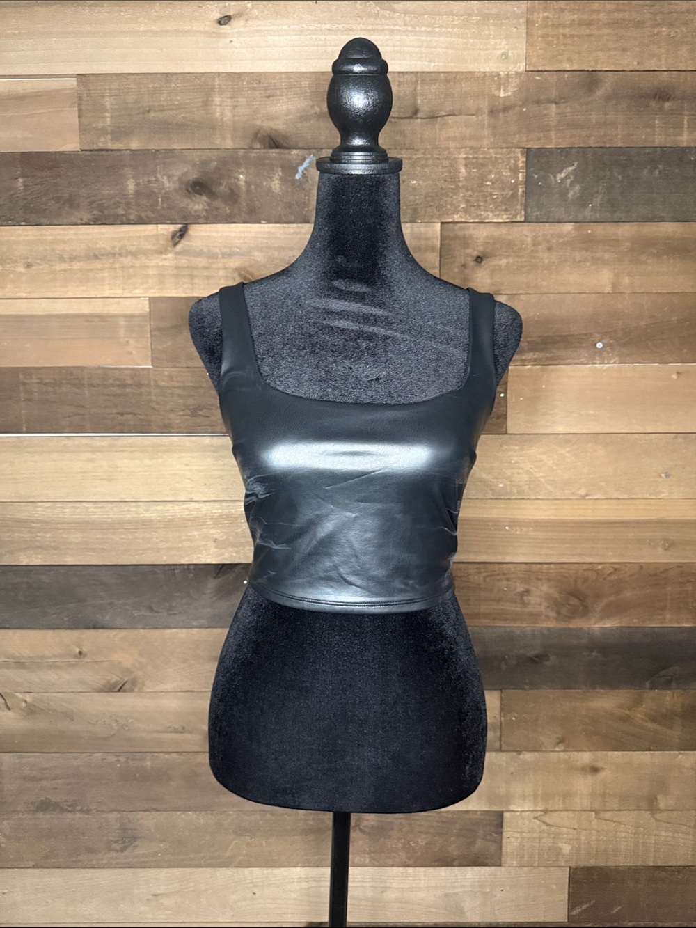Express Black Faux Leather Crop Tank